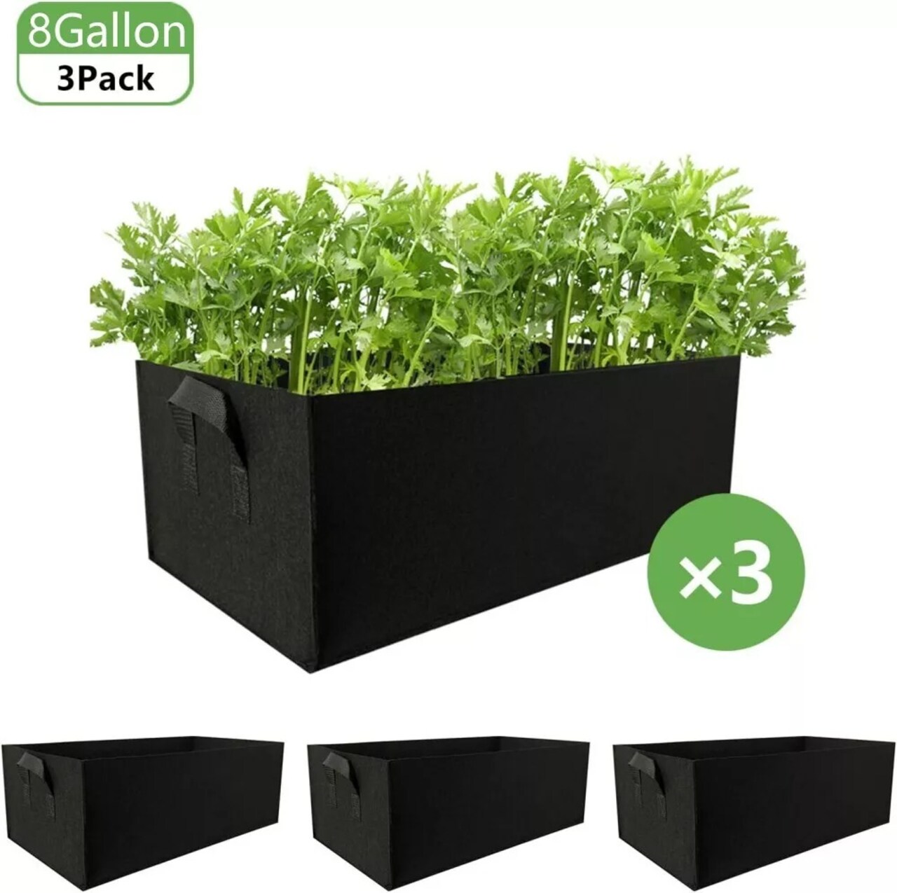 8 Gallon Plant Grow Bag Fabric Raised Flower Bed Garden Vegetable Planter 3 PACK